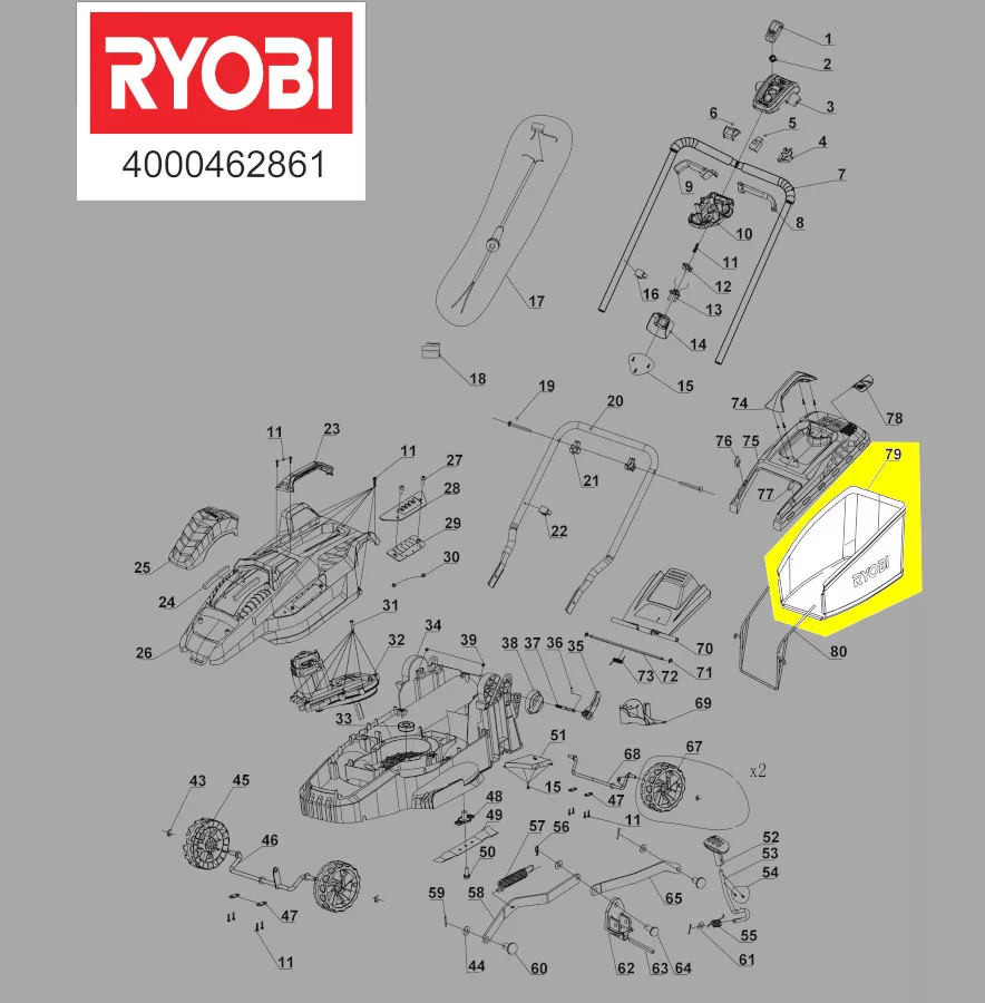 Sac collecteur réf. 5131042148 tondeuse à gazon Ryobi